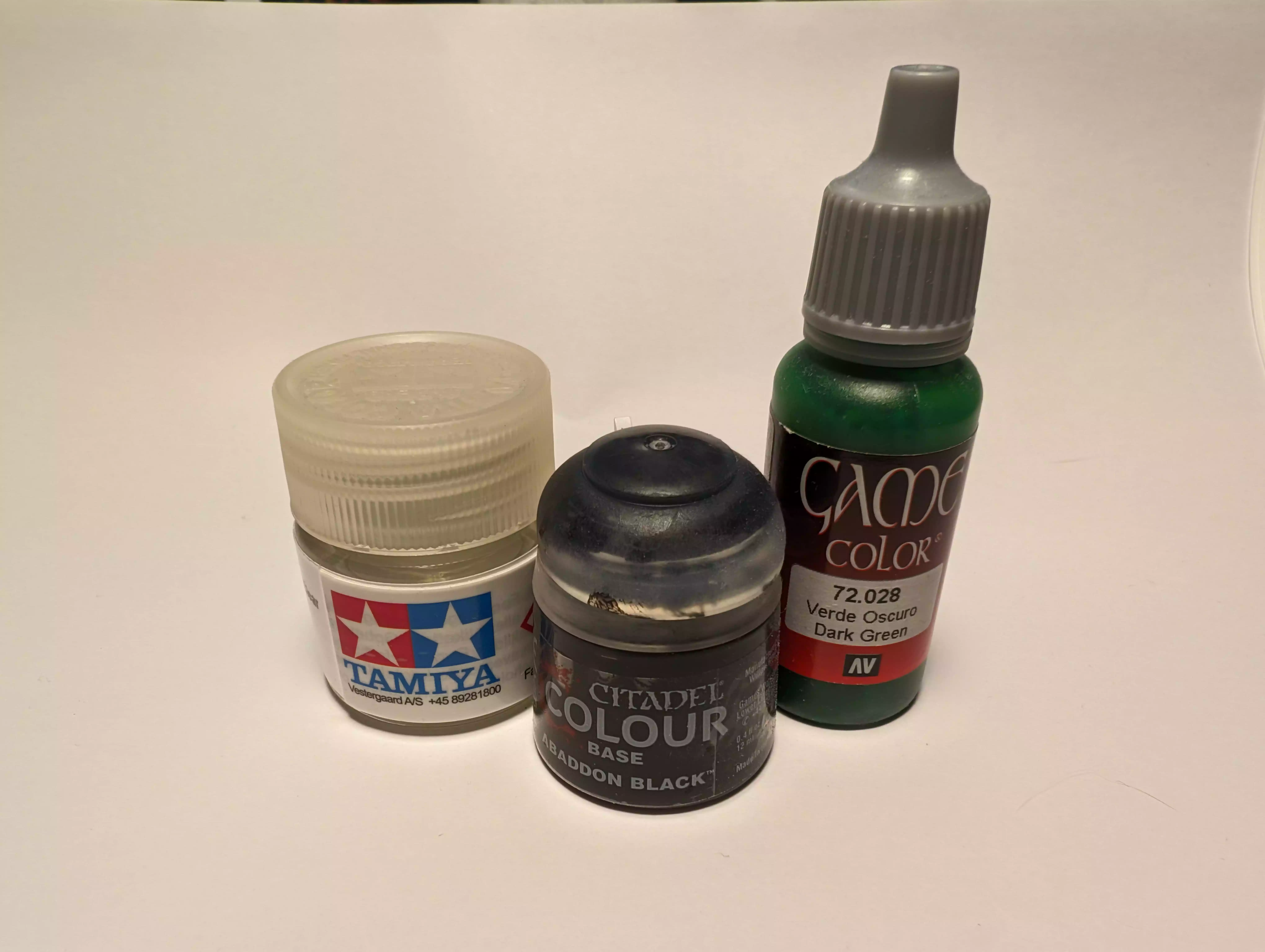 Picture of vallejo, citadel and tamiya paint bottles